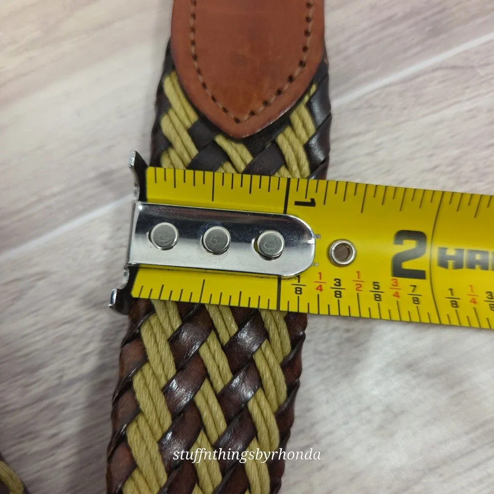 Trafalgar Braided‎ Leather/Rope Dress Belt Brown Brass Buckle Men's Size 36